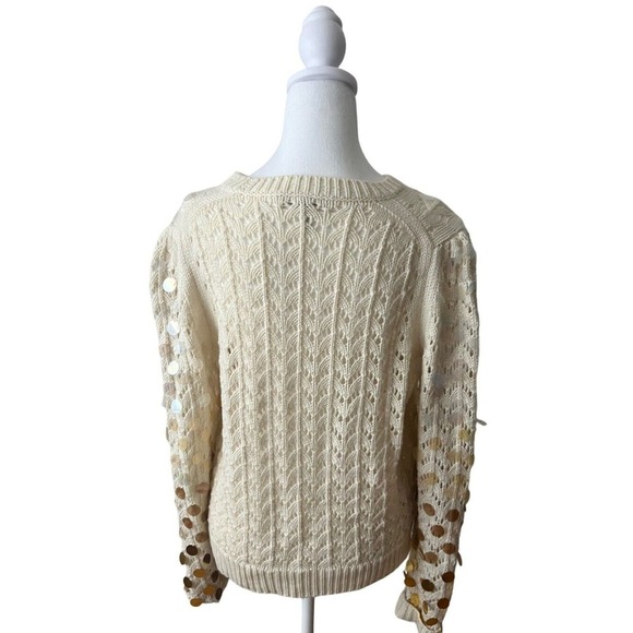 MARC JACOBS Cream Gold Wool Cashmere Payettes Sweater Size Large - Picture 4 of 6